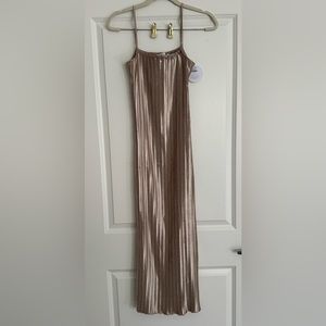 Liza pleated maxi dress (gold), Petal & Pup